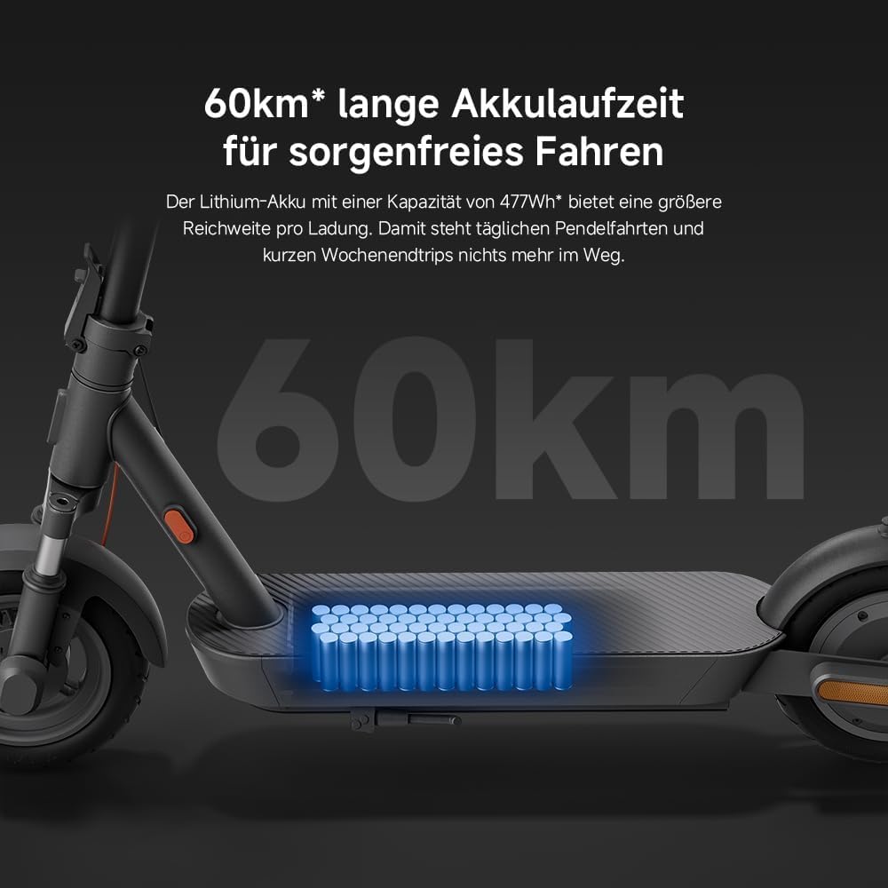 Xiaomi Electric Scooter 5 E-Scooter mit ABE, bis zu 60 km Reichweite, 350 W Motor, 10 Zoll Luftreifen, Vorderradfederung, LED-Display, Blinker, Anthrazit**