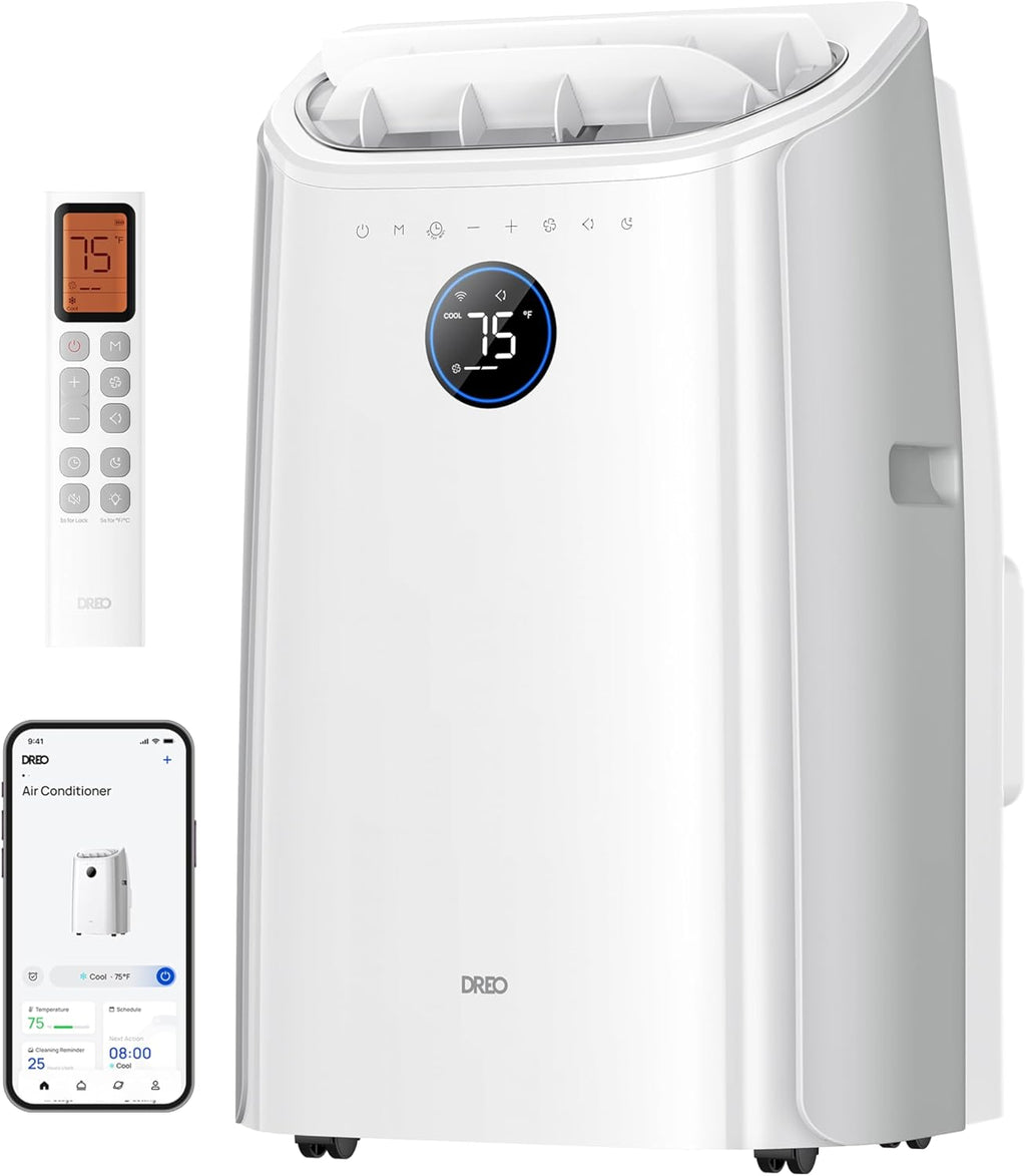 DREO DR-HAC006S Mobiles Klimagerät 12.000 BTU – 3-in-1, R290, EEK A, WiFi, Alexa, 45dB, Weiß