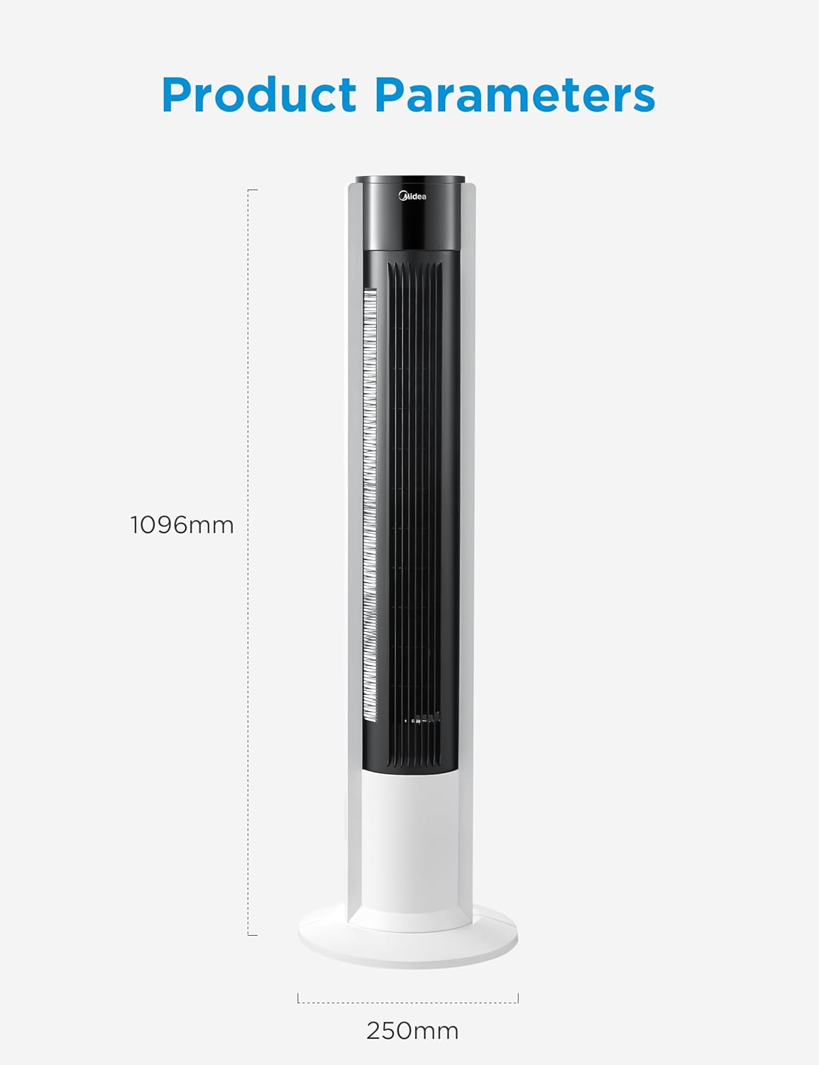 Midea FZ10-19BRA Turmventilator 110cm – 3 Modi, 90° Oszillation, 45dB, 7h Timer, Fernbedienung, Weiß