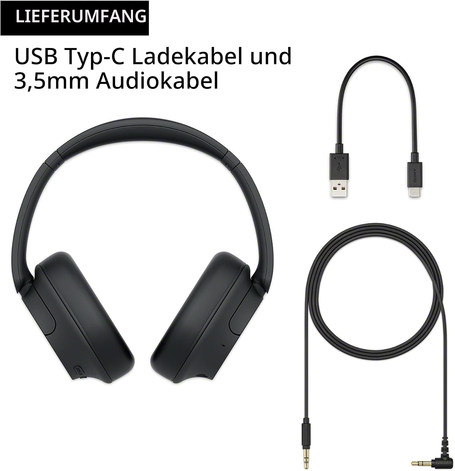 Sony WH-CH720N Kabellose Kopfhörer, Active Noise Cancelling, 35h Akku, Bluetooth 5, Schwarz