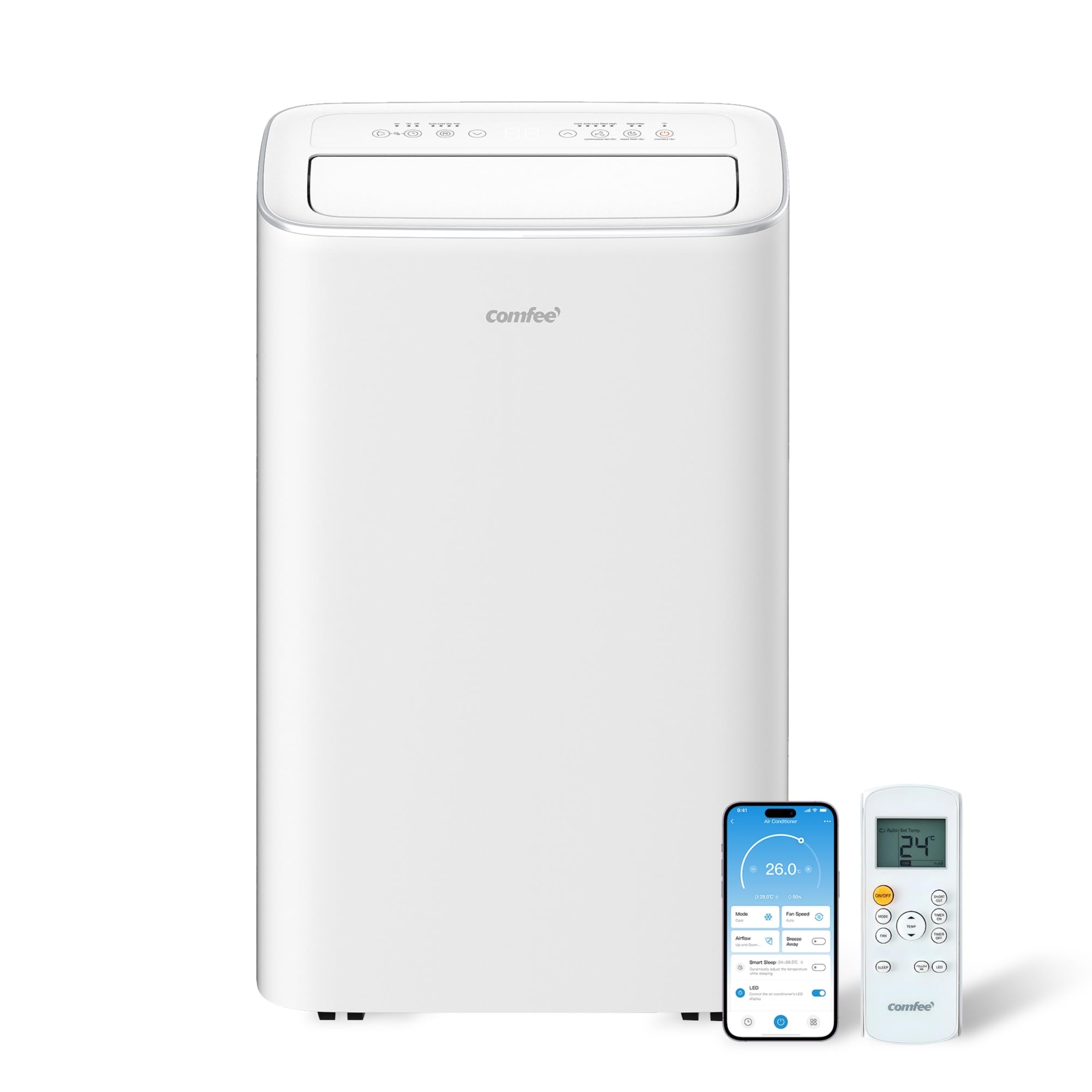 Comfee Breezy Cool Pro 2.6 Mobiles Klimagerät 9.000 BTU – A, R290, App & Alexa, Weiß