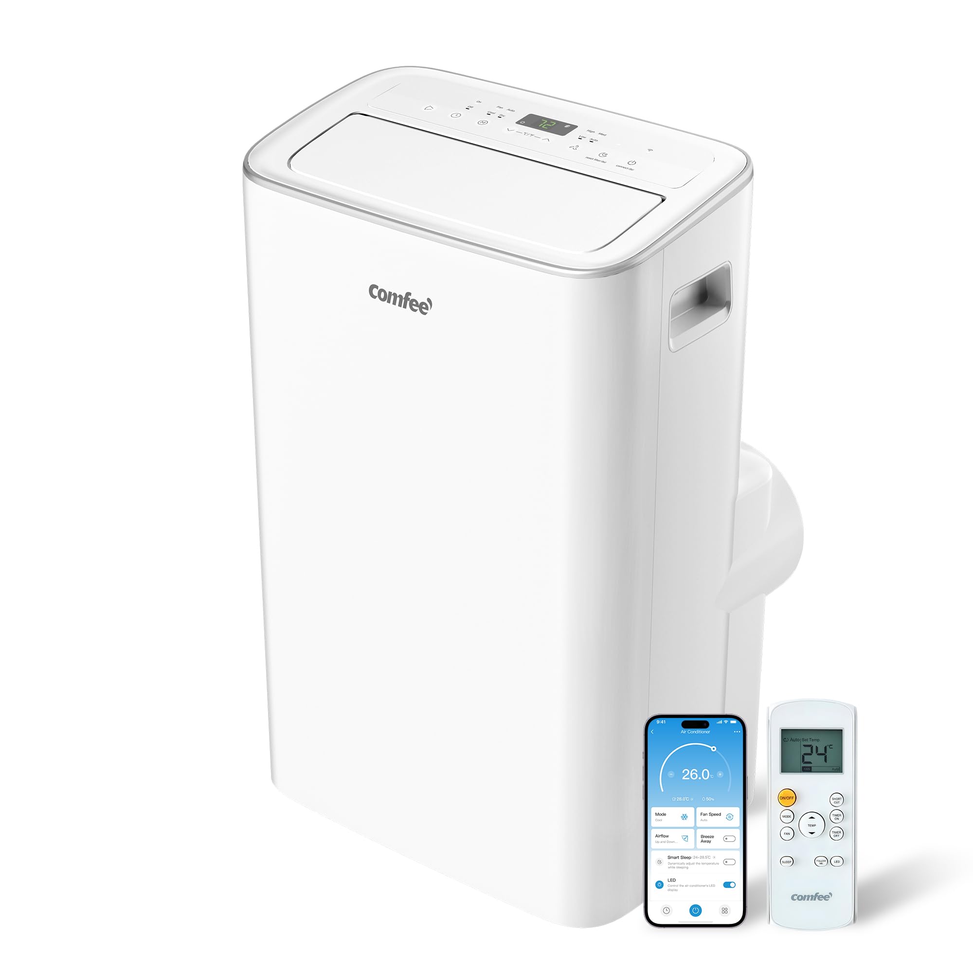Comfee Breezy Cool Pro 2.6 Mobiles Klimagerät 9.000 BTU – A, R290, App & Alexa, Weiß