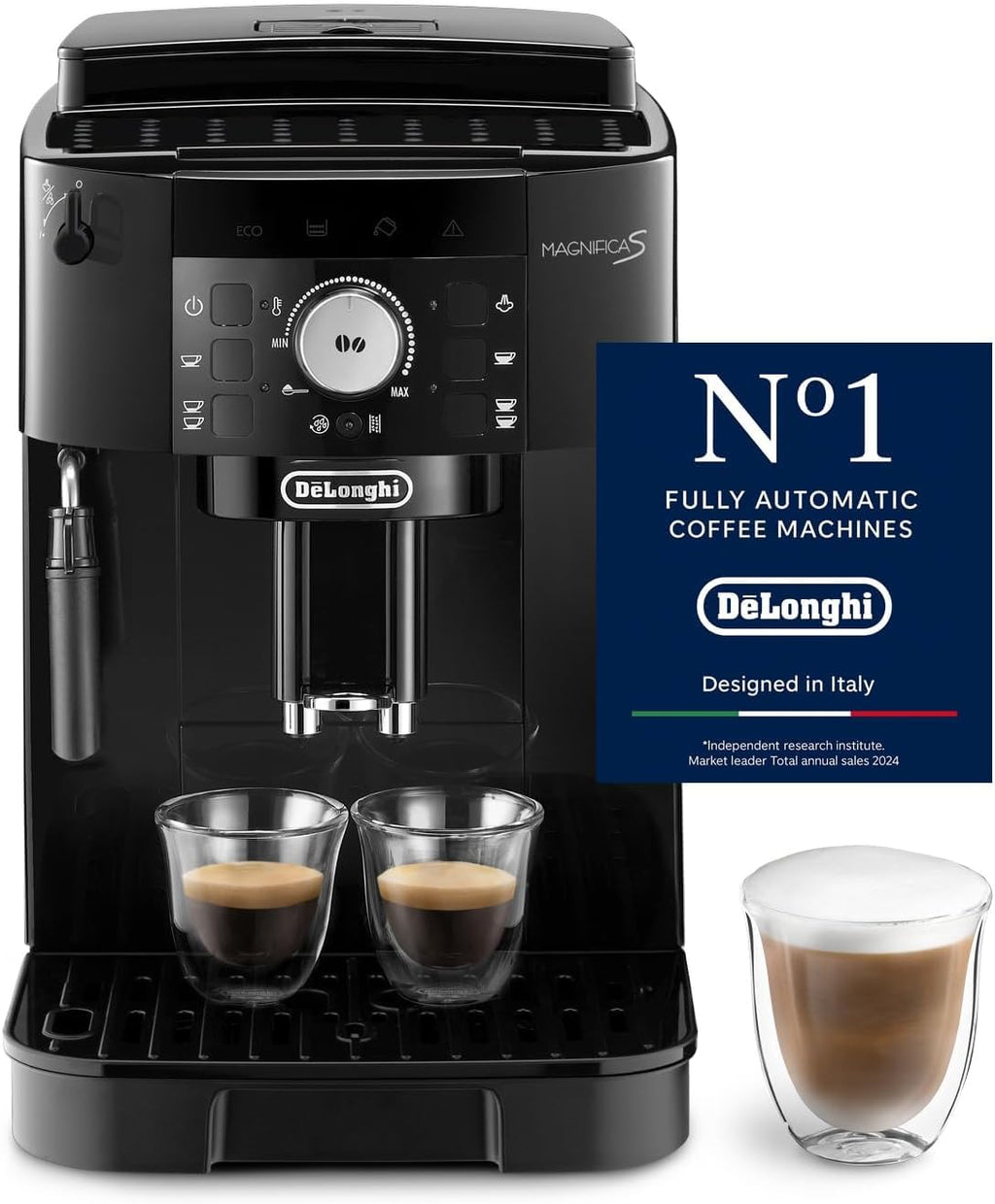 De'Longhi Magnifica S ECAM11.112.B Kaffeevollautomat – Mahlwerk, Milchschaumdüse, 2-Tassen, Schwarz