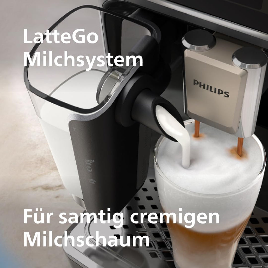 Philips EP5546/70 5500 Series LatteGo Kaffeevollautomat 1,8L – SilentBrew, 20 Getränke, QuickStart, Schwarz/Silber