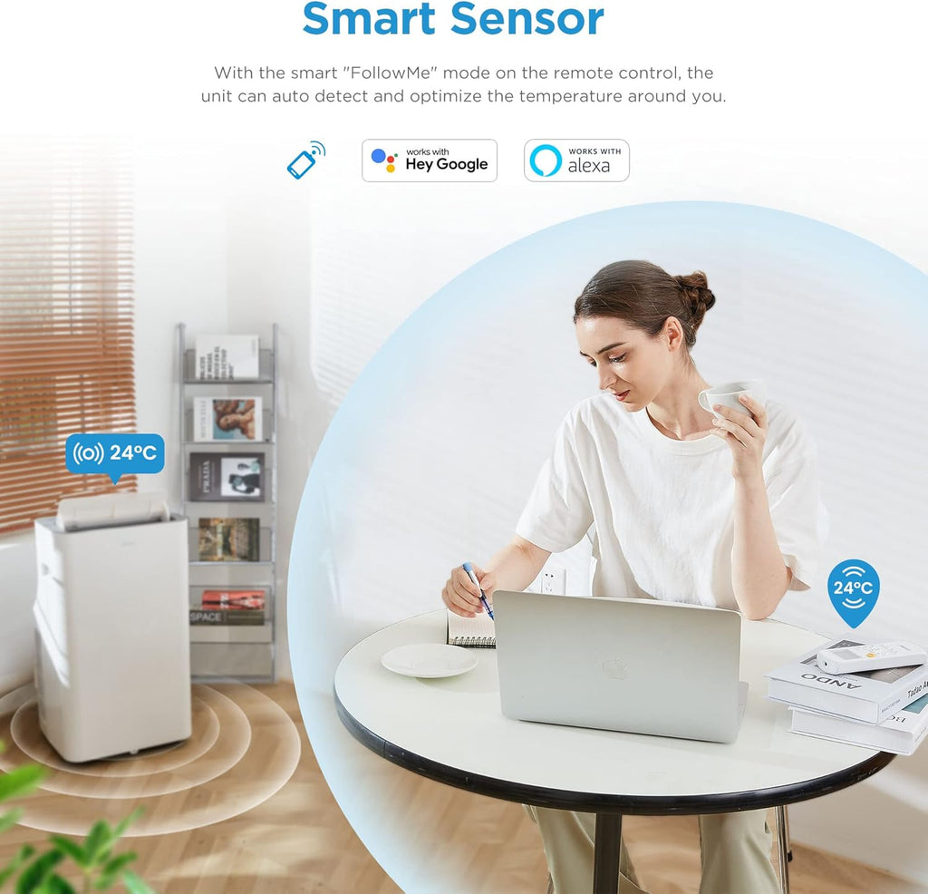 Midea Silent Cool 26 Pro WF Mobiles Klimagerät 9.000 BTU – 3-in-1, R290, EEK A, WiFi, 32m², Weiß