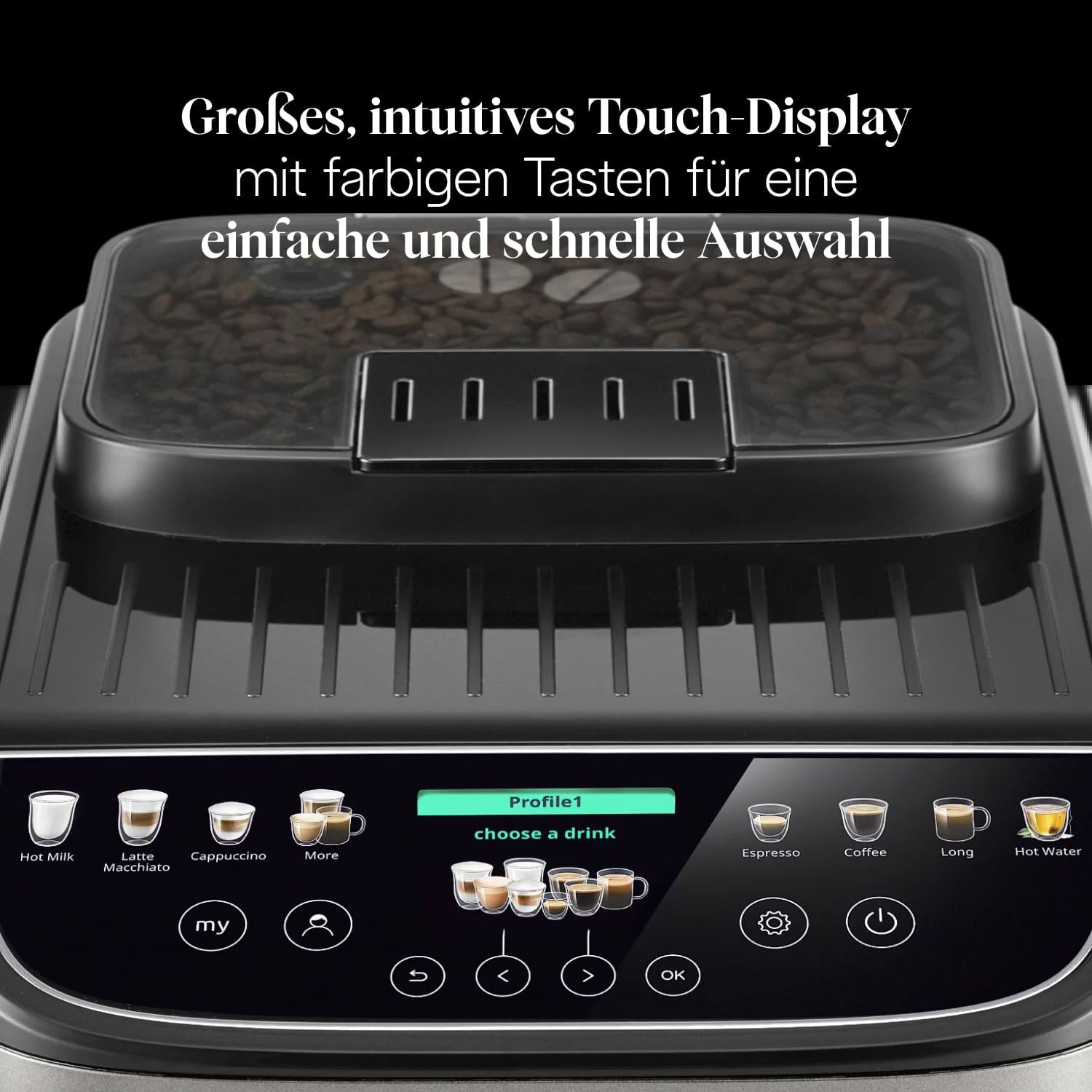 De'Longhi Magnifica Evo ECAM312.80.TB Kaffeevollautomat 1,8L – 13 Getränke, LatteCrema, Touch, Titan Schwarz
