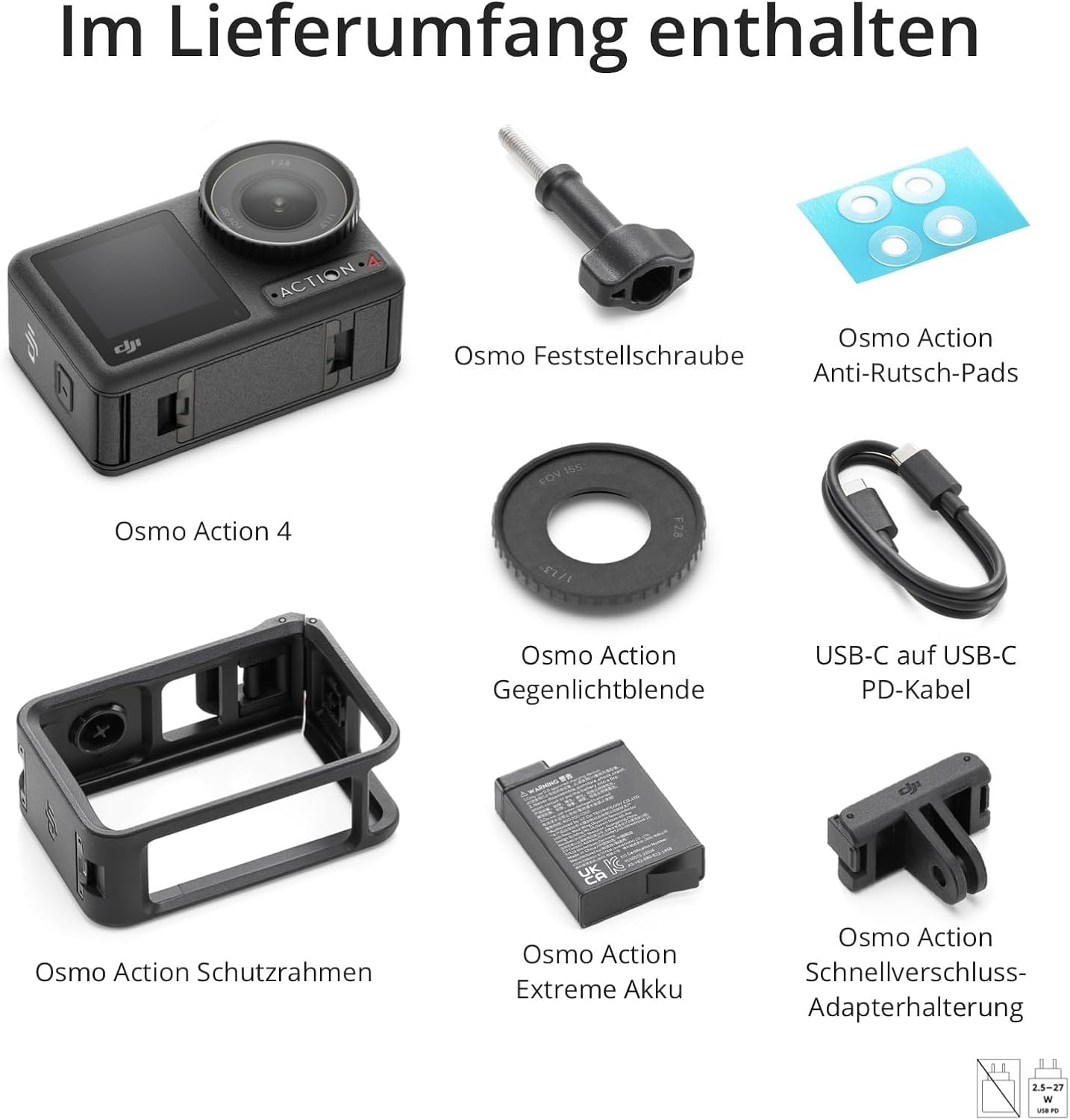 DJI Osmo Action 4 Essential Combo 4K Actionkamera – 1/1.3" Sensor, 155°, 10-Bit, IP68, 150 Min, Schwarz