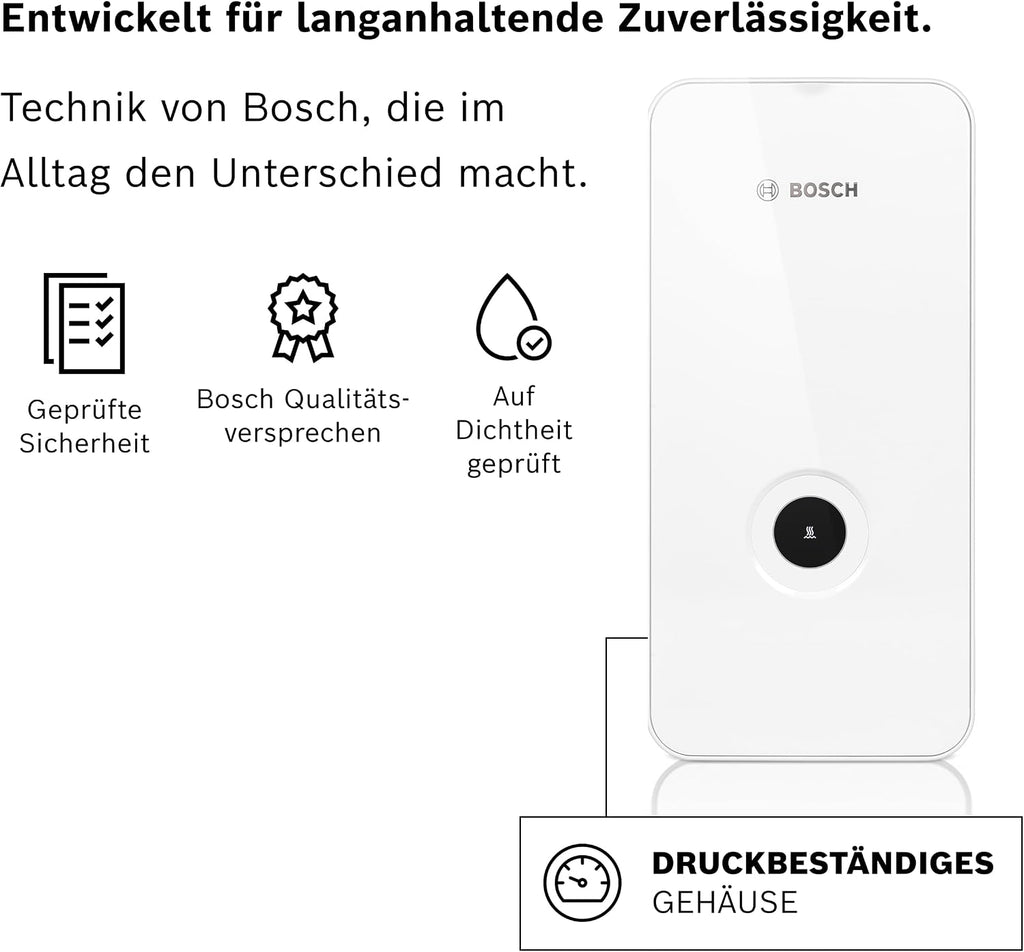 Bosch Thermotechnik Tronic Line 21kW Durchlauferhitzer – 400V, 60°C, WiFi, Clickfix 2.0, EEK A, Edelstahl