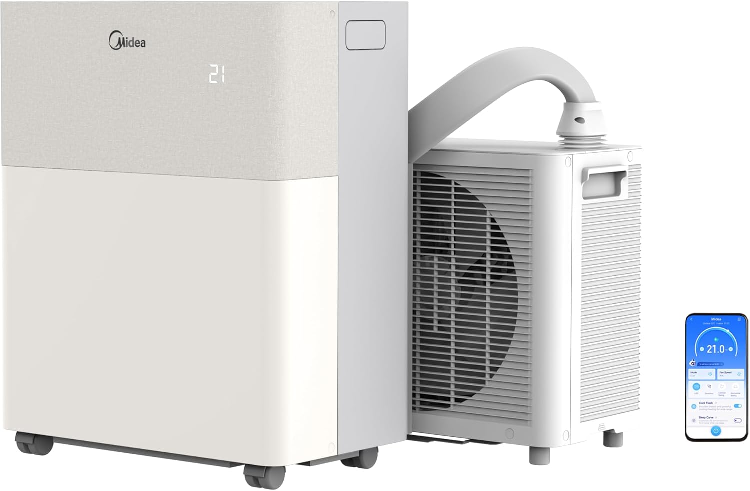 Midea PortaSplit-E Mobiles Klimagerät 12.000 BTU – Heizen & Kühlen, Inverter, App-Steuerung, Pfirsich