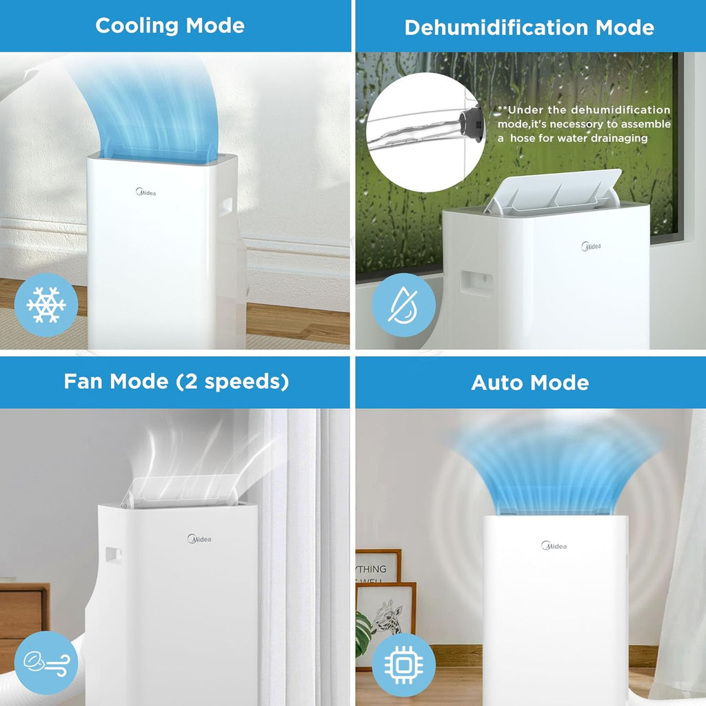 Midea Silent Cool 26 Pro WF Mobiles Klimagerät 9.000 BTU – 3-in-1, R290, EEK A, WiFi, 32m², Weiß