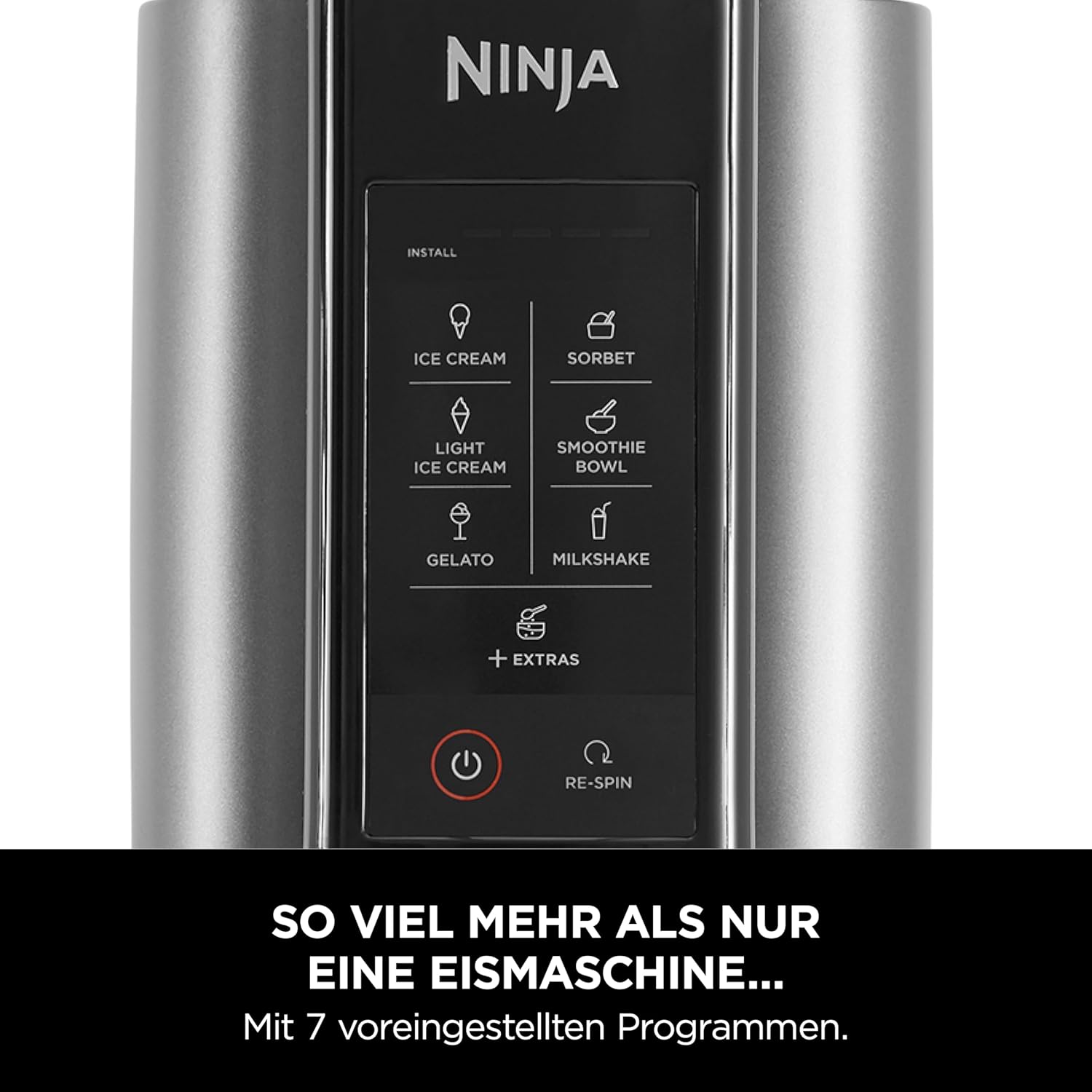 Ninja NC302EU Eismaschine 1,4 L – 7 Programme, Creamify Technologie, 2 Behälter, Schwarz/Silber