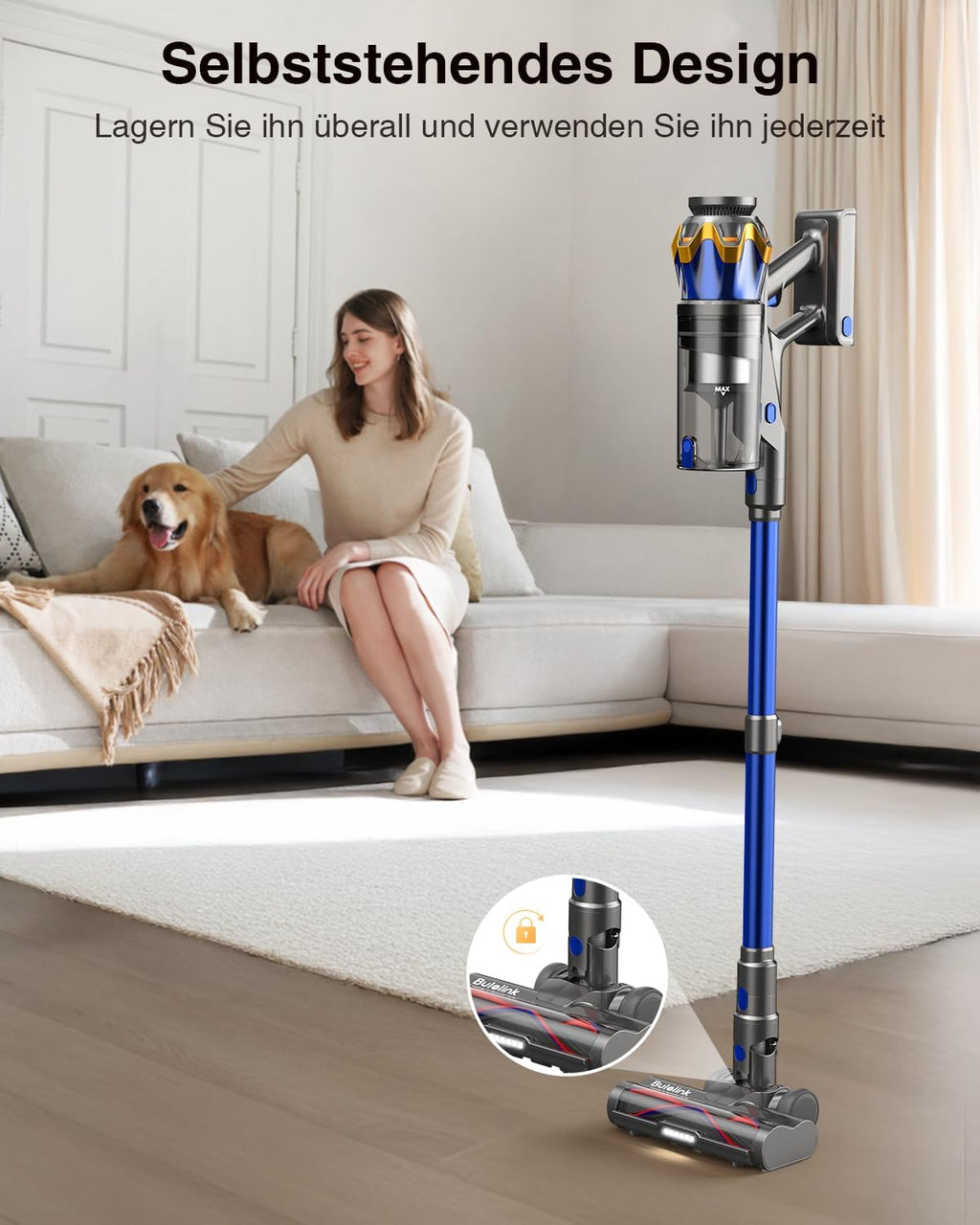Bulelink Zenith G10 Akku-Staubsauger kabellos, 550 W, 45 kPa Saugkraft, HEPA-Filter, 1,6 L, für Tierhaare