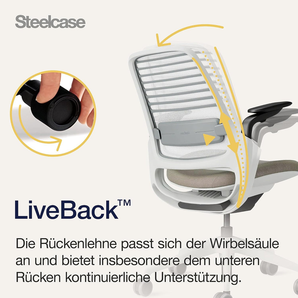 Steelcase Series 1 Bürostuhl, Mesh-Rückenlehne, Ergonomisch, Lordosenstütze, Truffle