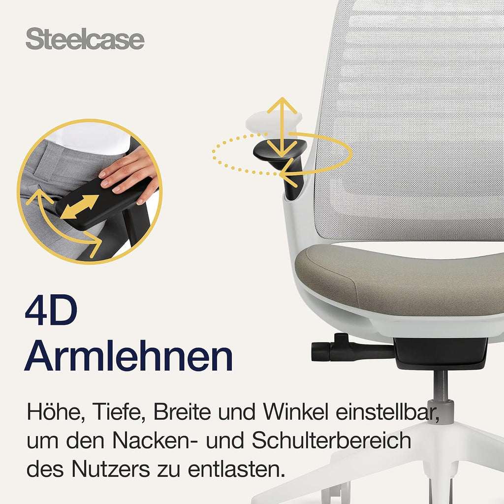 Steelcase Series 1 Bürostuhl, Mesh-Rückenlehne, Ergonomisch, Lordosenstütze, Truffle